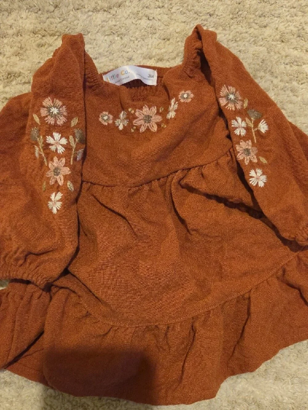 Girls Mixed Tops, Pants, & Dresses - Rust, Cream, Mauve, White, Mustard Set Boho